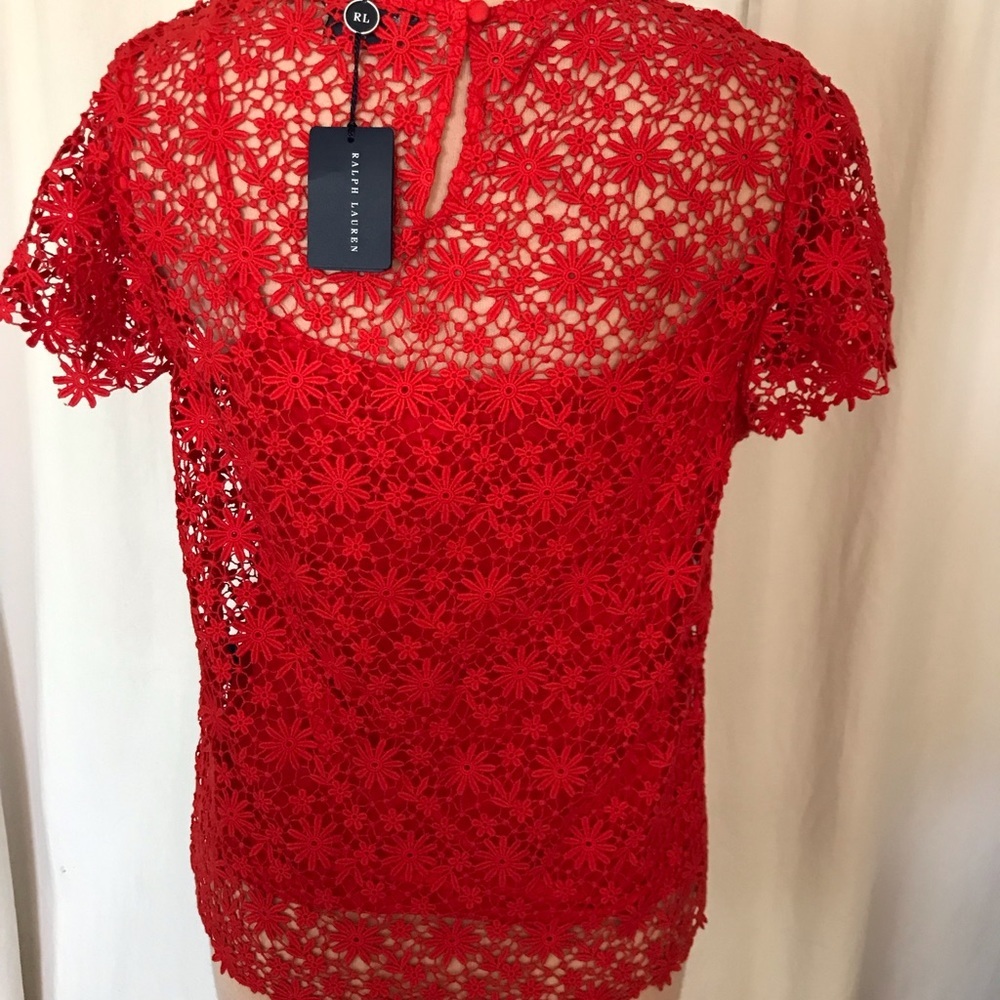Ralph Lauren red crochet top - Picture 2 of 6